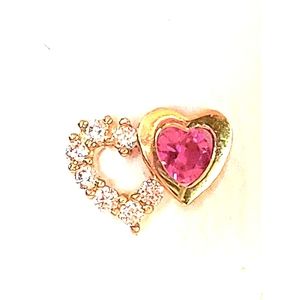 14K Yellow Gold Heart Studs Earrings For Womens & Girls